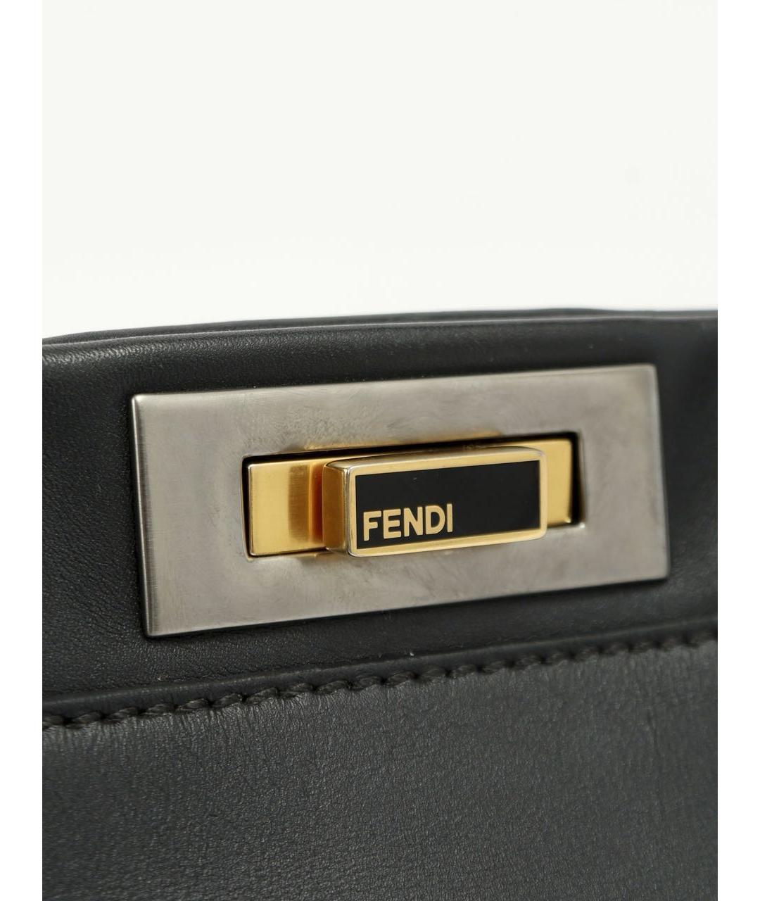 FENDI Черная кожаная сумка тоут, фото 7