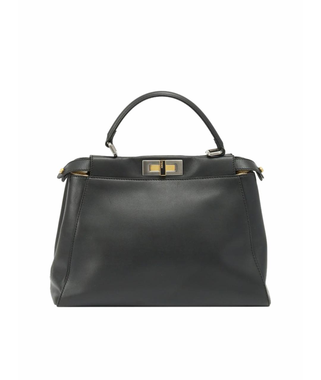 FENDI Черная кожаная сумка тоут, фото 1