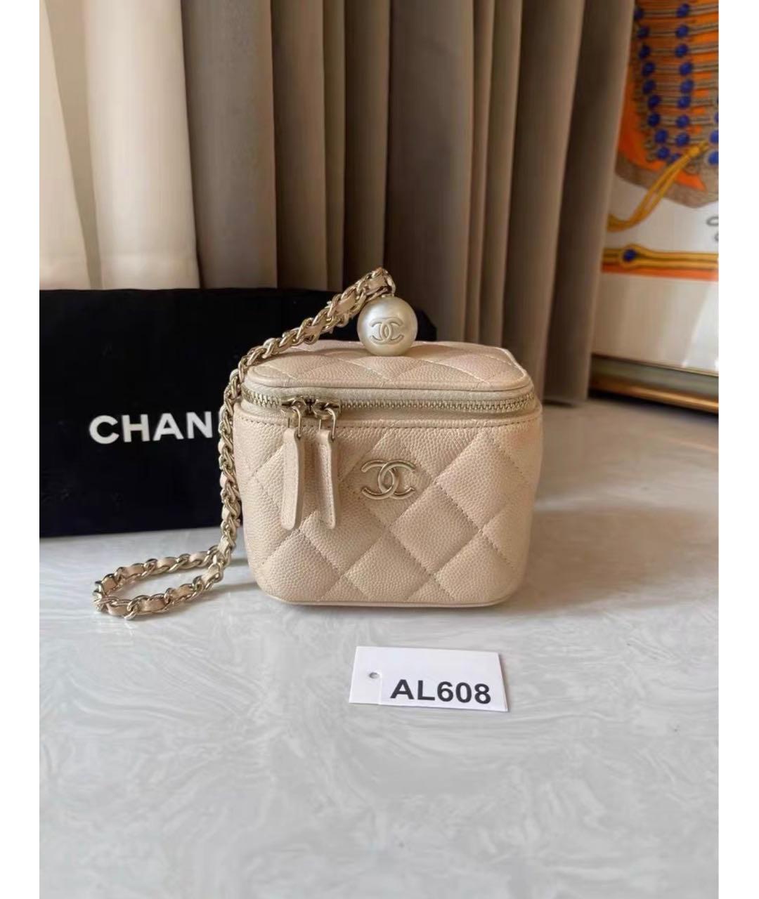 CHANEL Бежевая кожаная сумка через плечо, фото 2