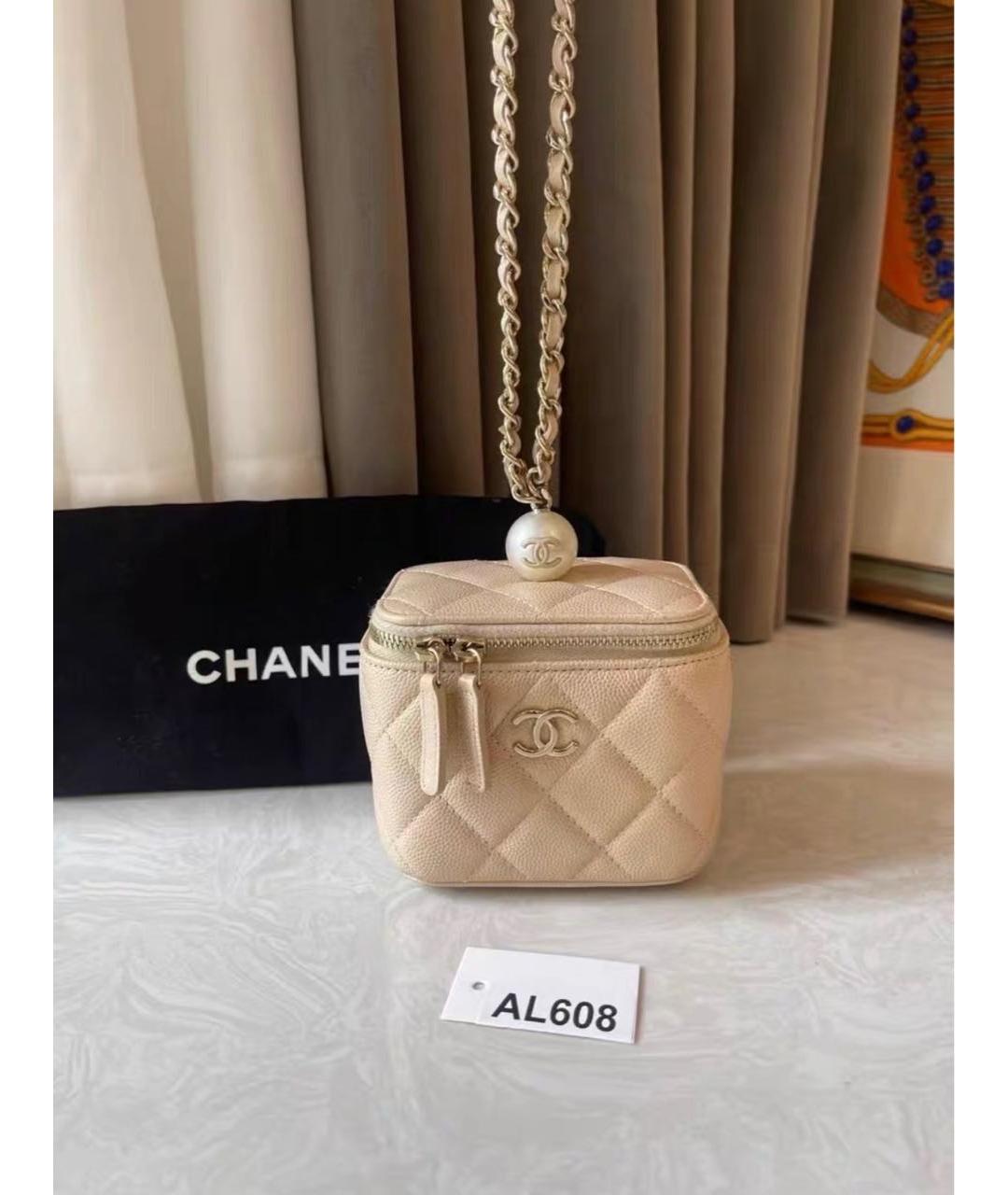 CHANEL Бежевая кожаная сумка через плечо, фото 5