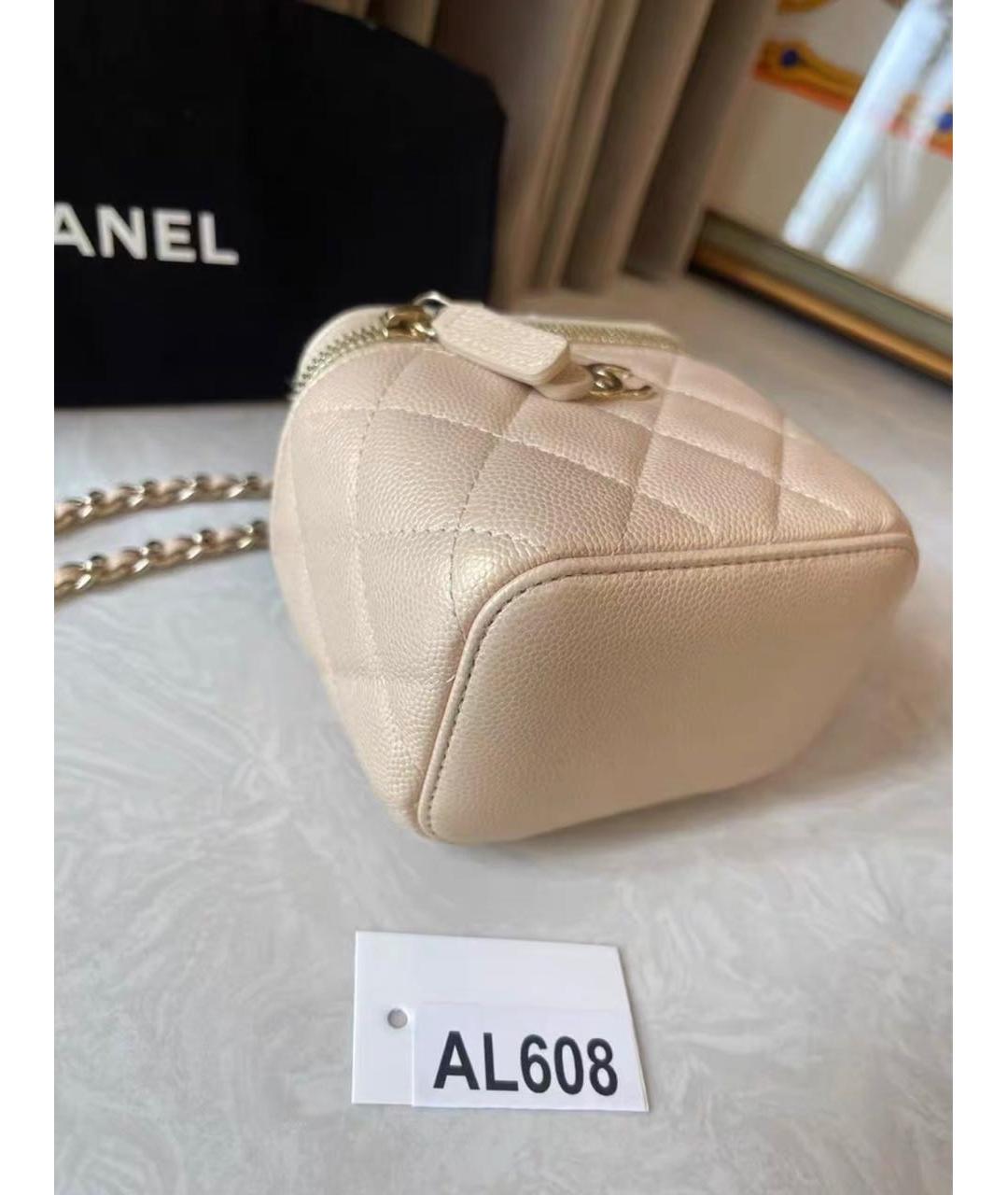 CHANEL Бежевая кожаная сумка через плечо, фото 8