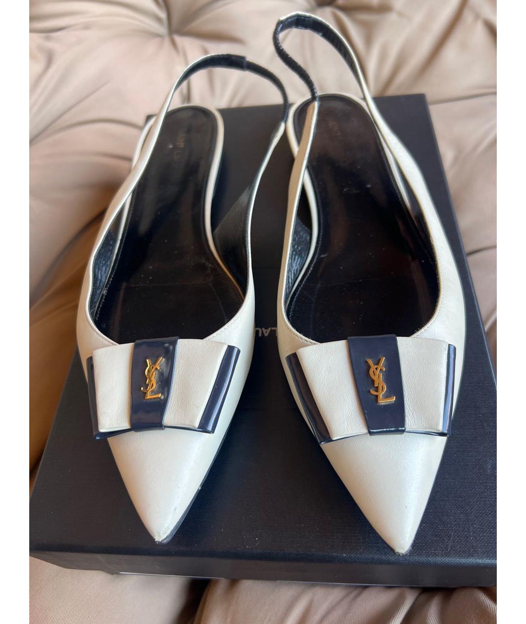 SAINT LAURENT Белые кожаные туфли, фото 2