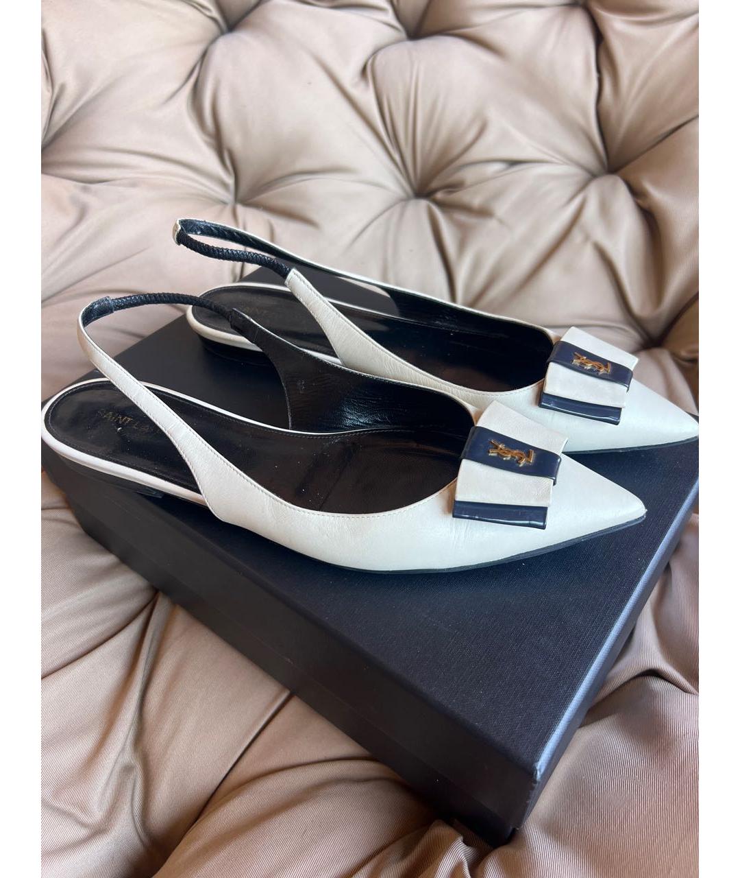 SAINT LAURENT Белые кожаные туфли, фото 9