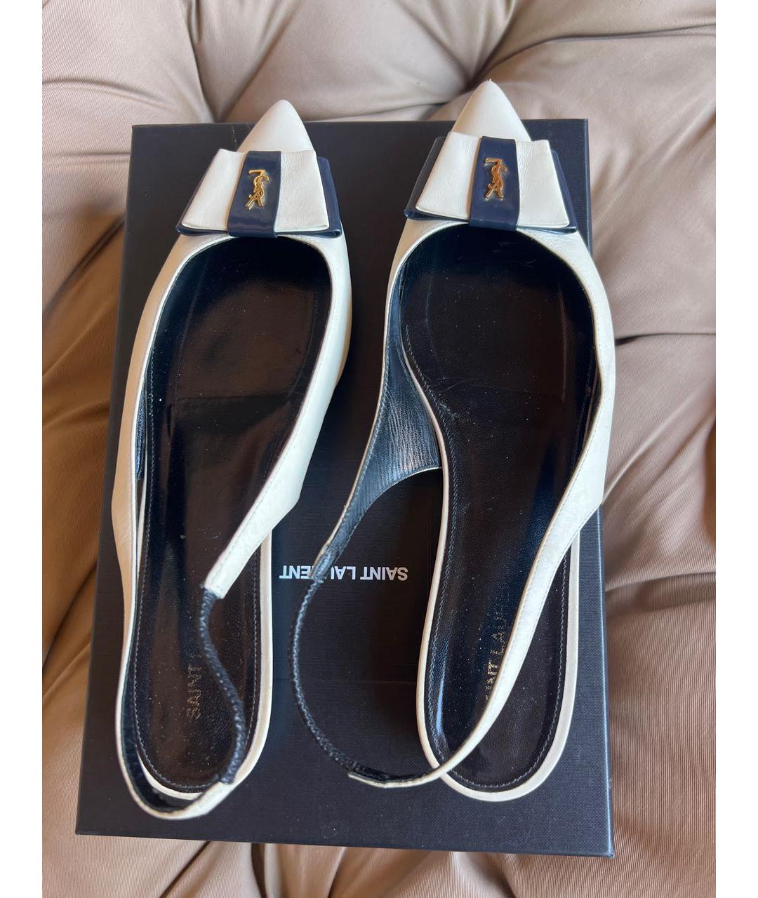SAINT LAURENT Белые кожаные туфли, фото 3