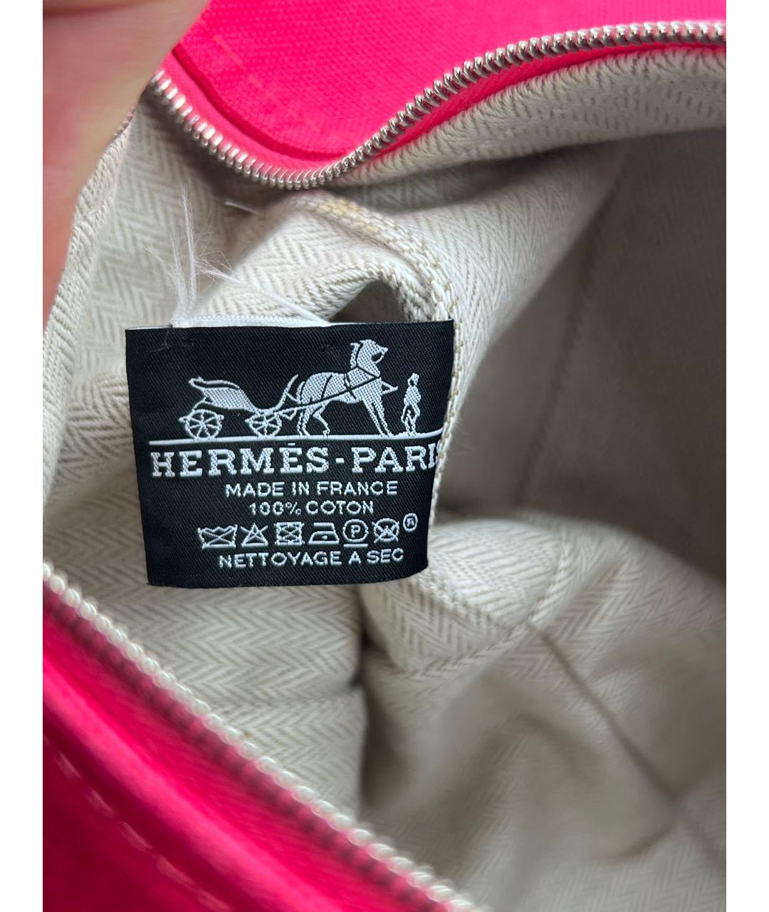 HERMES Розовая тканевая косметичка, фото 5
