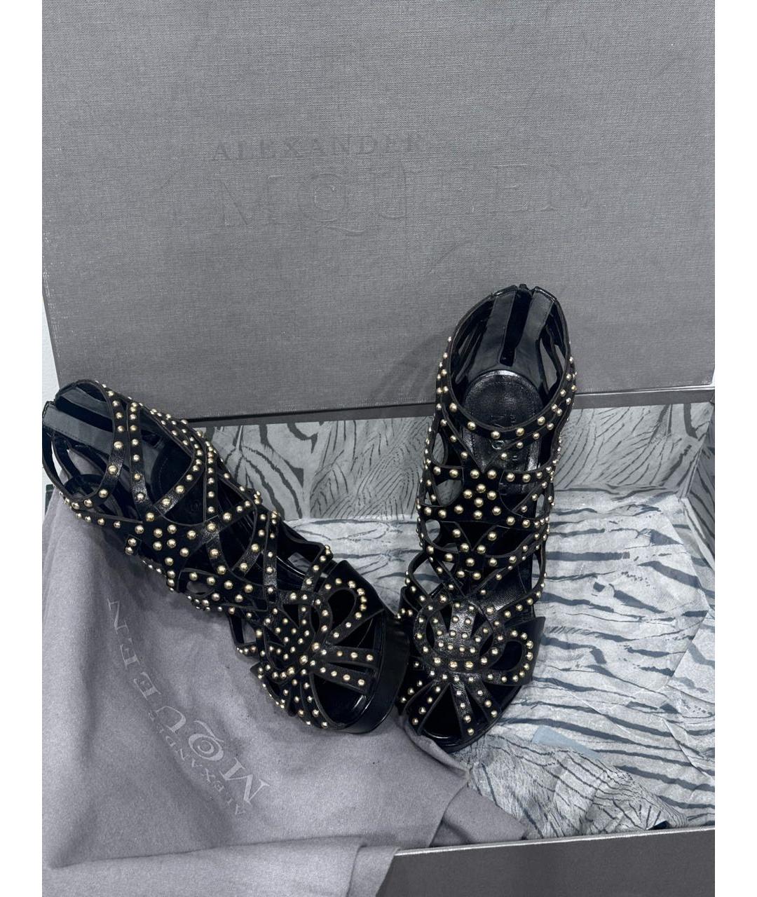 ALEXANDER MCQUEEN Черные кожаные ботильоны, фото 7