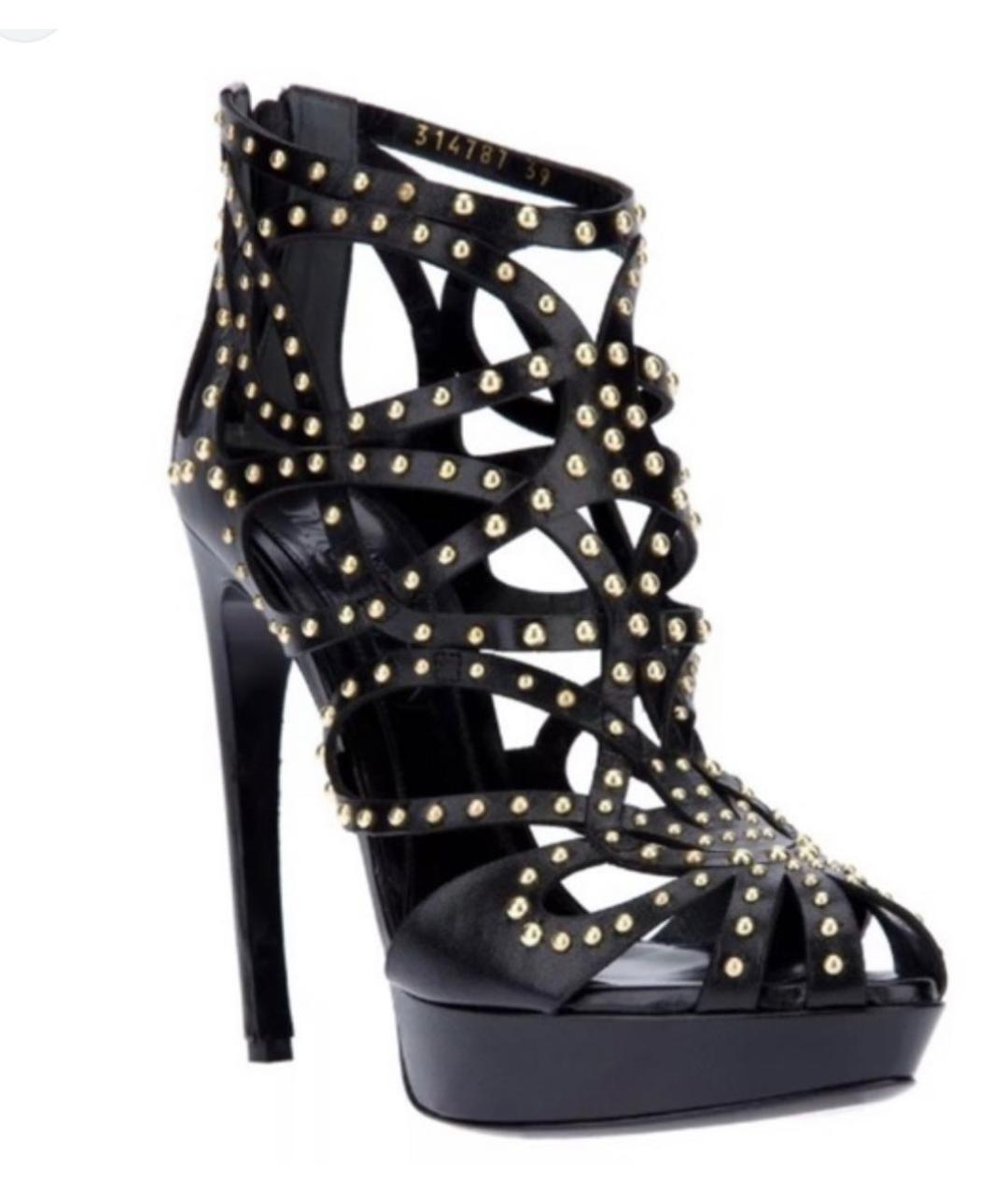 ALEXANDER MCQUEEN Черные кожаные ботильоны, фото 4