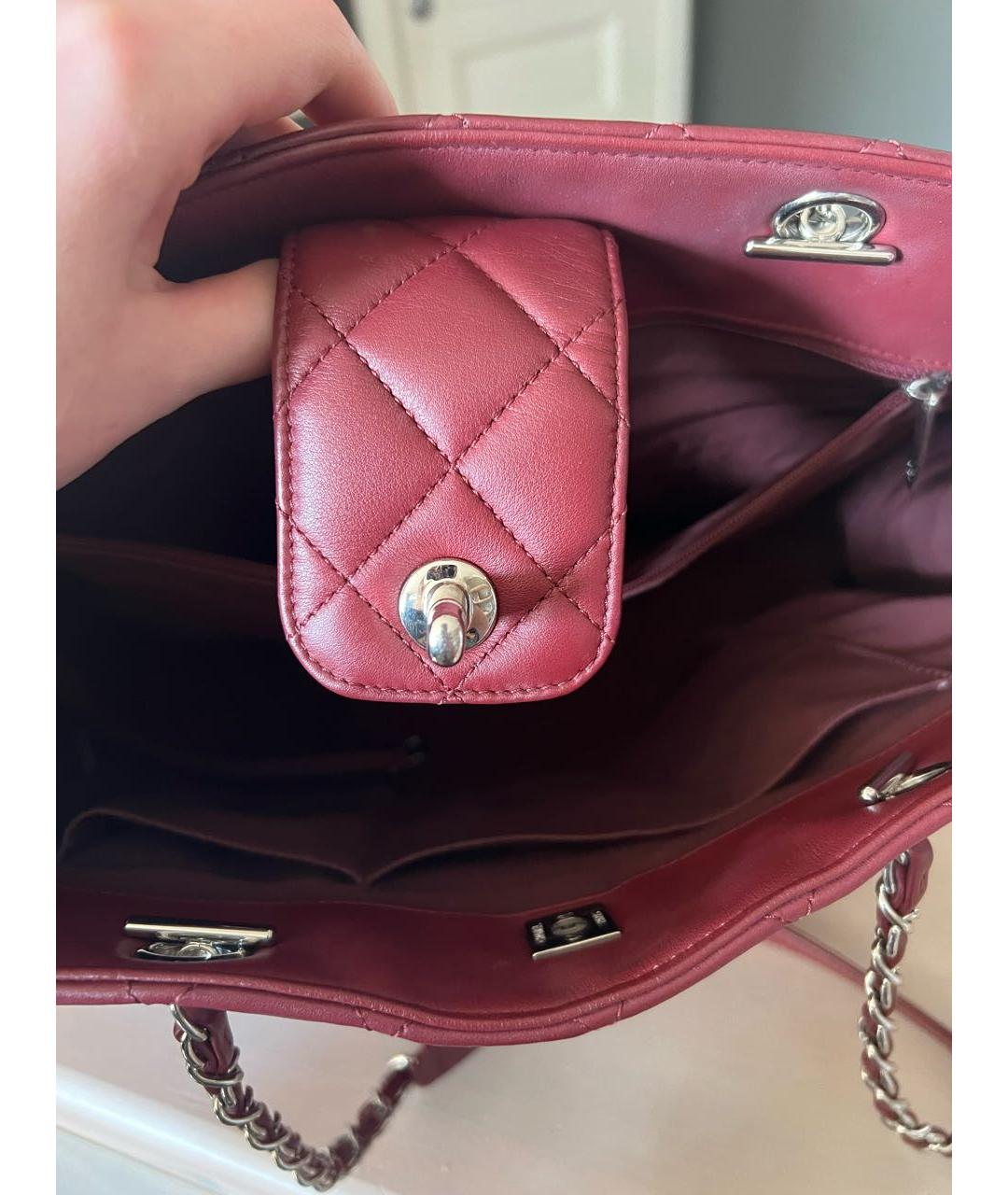 CHANEL Бордовая кожаная сумка тоут, фото 6