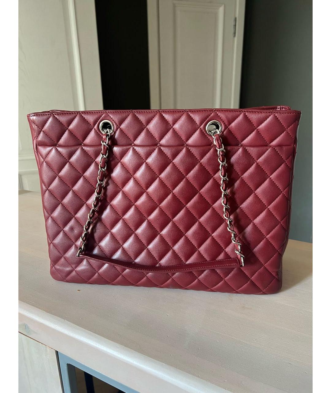 CHANEL Бордовая кожаная сумка тоут, фото 2