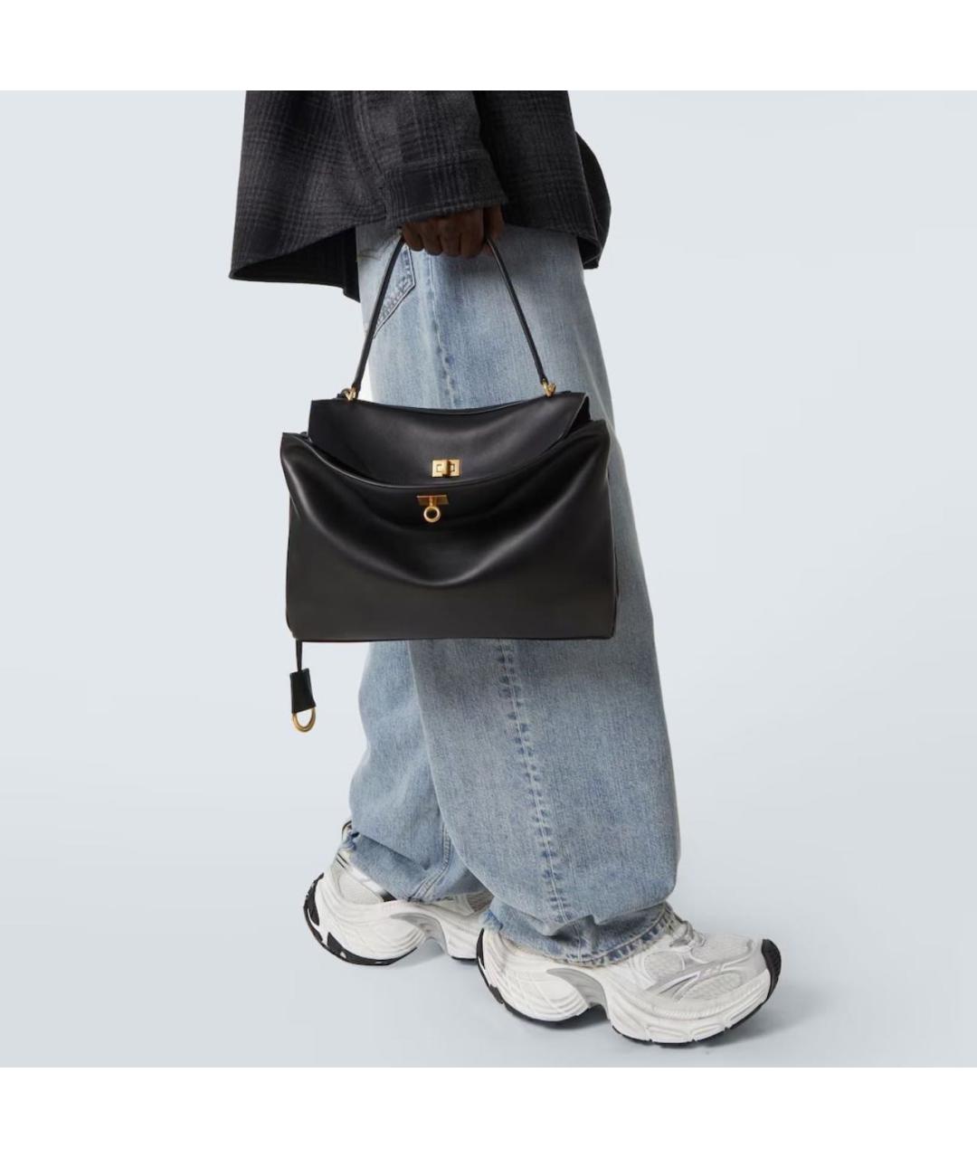 BALENCIAGA Черная кожаная сумка с короткими ручками, фото 2