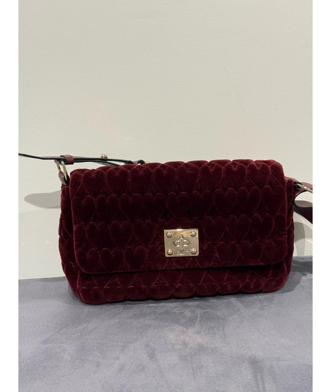 RED VALENTINO Бордовая тканевая сумка через плечо, фото 6