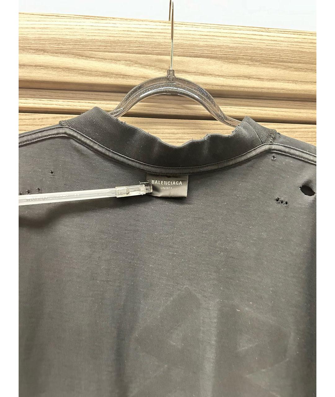 BALENCIAGA Антрацитовая хлопковая футболка, фото 3