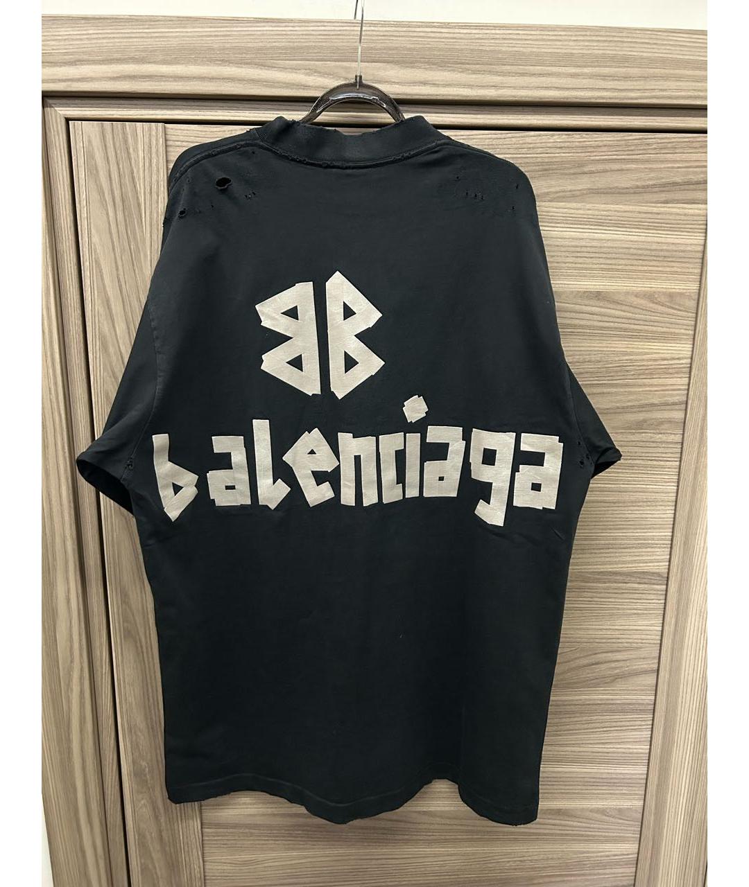 BALENCIAGA Антрацитовая хлопковая футболка, фото 2