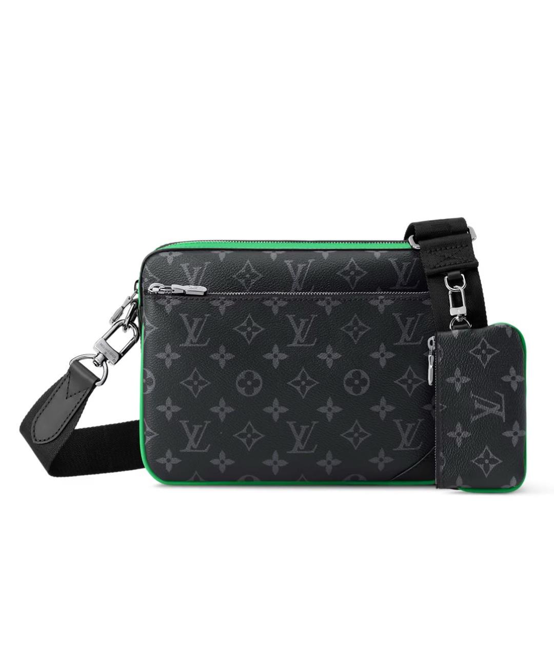 LOUIS VUITTON Черная кожаная сумка на плечо, фото 6