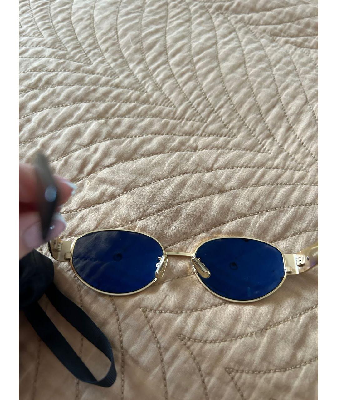 CELINE Золотые металлические солнцезащитные очки, фото 6