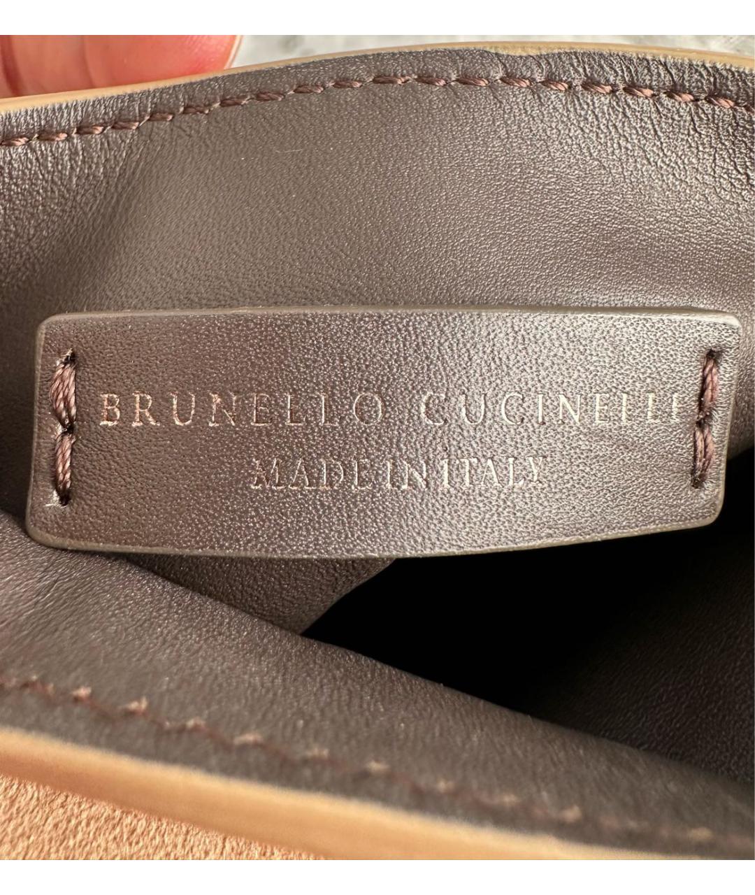 BRUNELLO CUCINELLI Коричневая кожаная сумка через плечо, фото 4