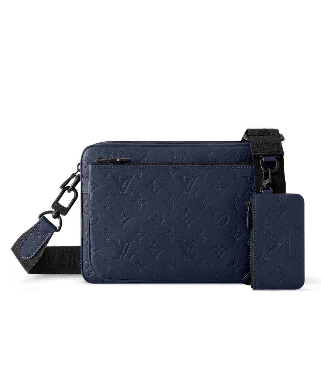 LOUIS VUITTON Темно-синяя кожаная сумка на плечо, фото 9