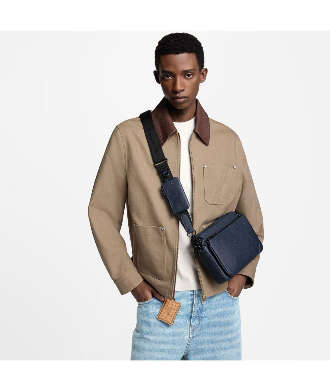 LOUIS VUITTON Темно-синяя кожаная сумка на плечо, фото 2