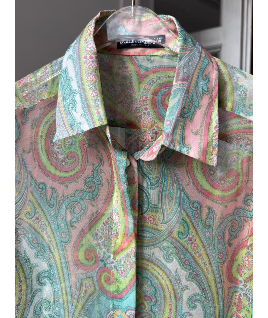 DOLCE&GABBANA Бирюзовая шелковая рубашка, фото 4