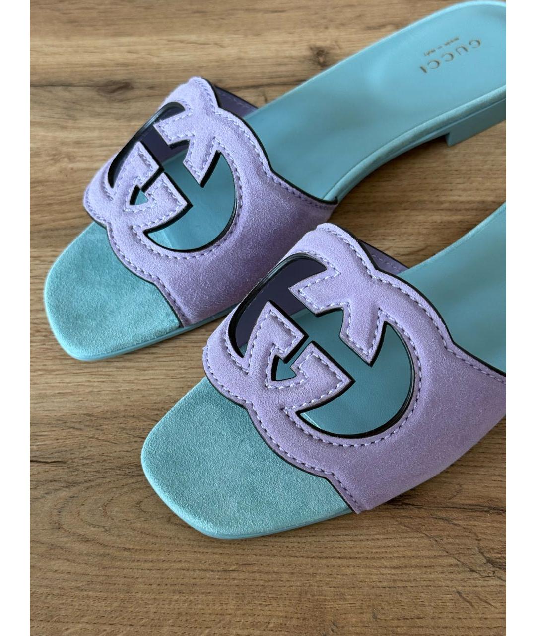 GUCCI Бирюзовые кожаные босоножки, фото 3