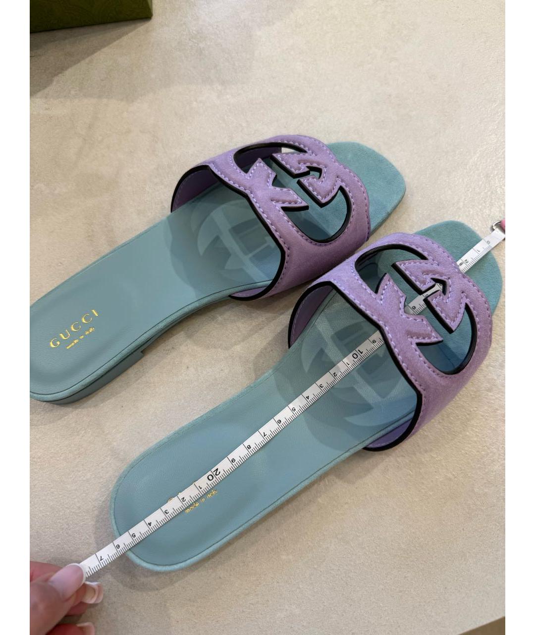 GUCCI Бирюзовые кожаные босоножки, фото 7