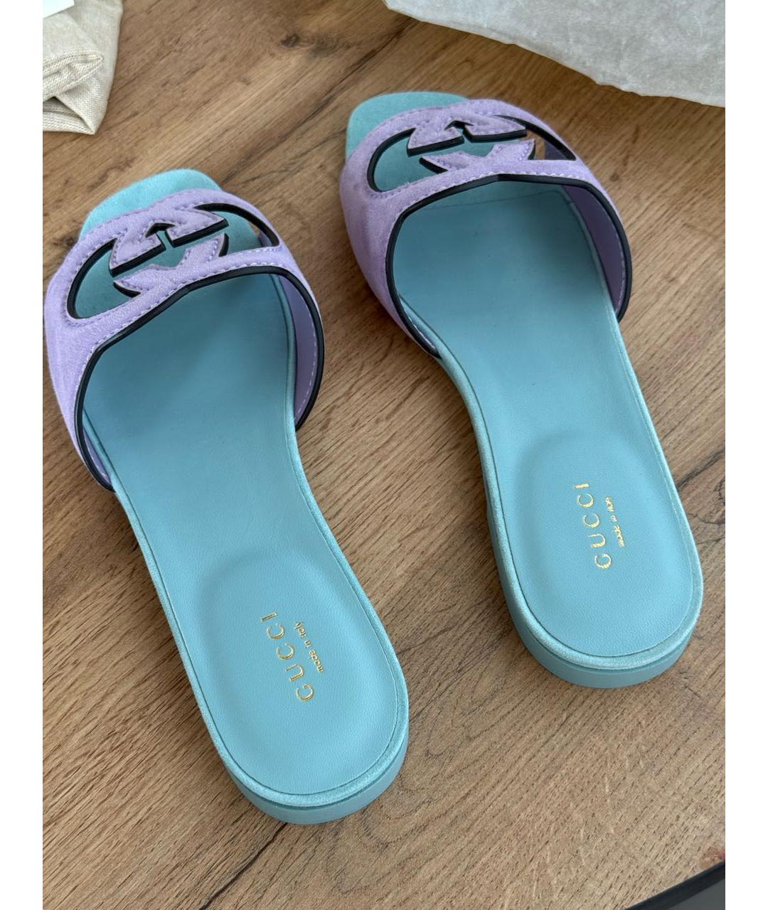 GUCCI Бирюзовые кожаные босоножки, фото 4