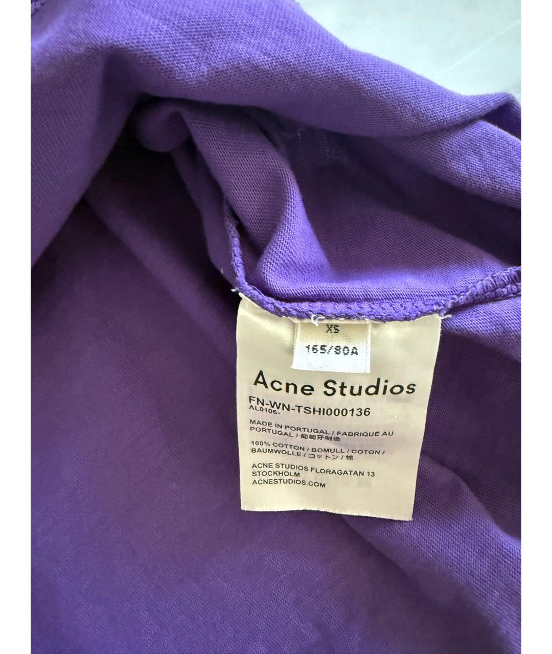 ACNE STUDIOS Фиолетовая хлопковая футболка, фото 5