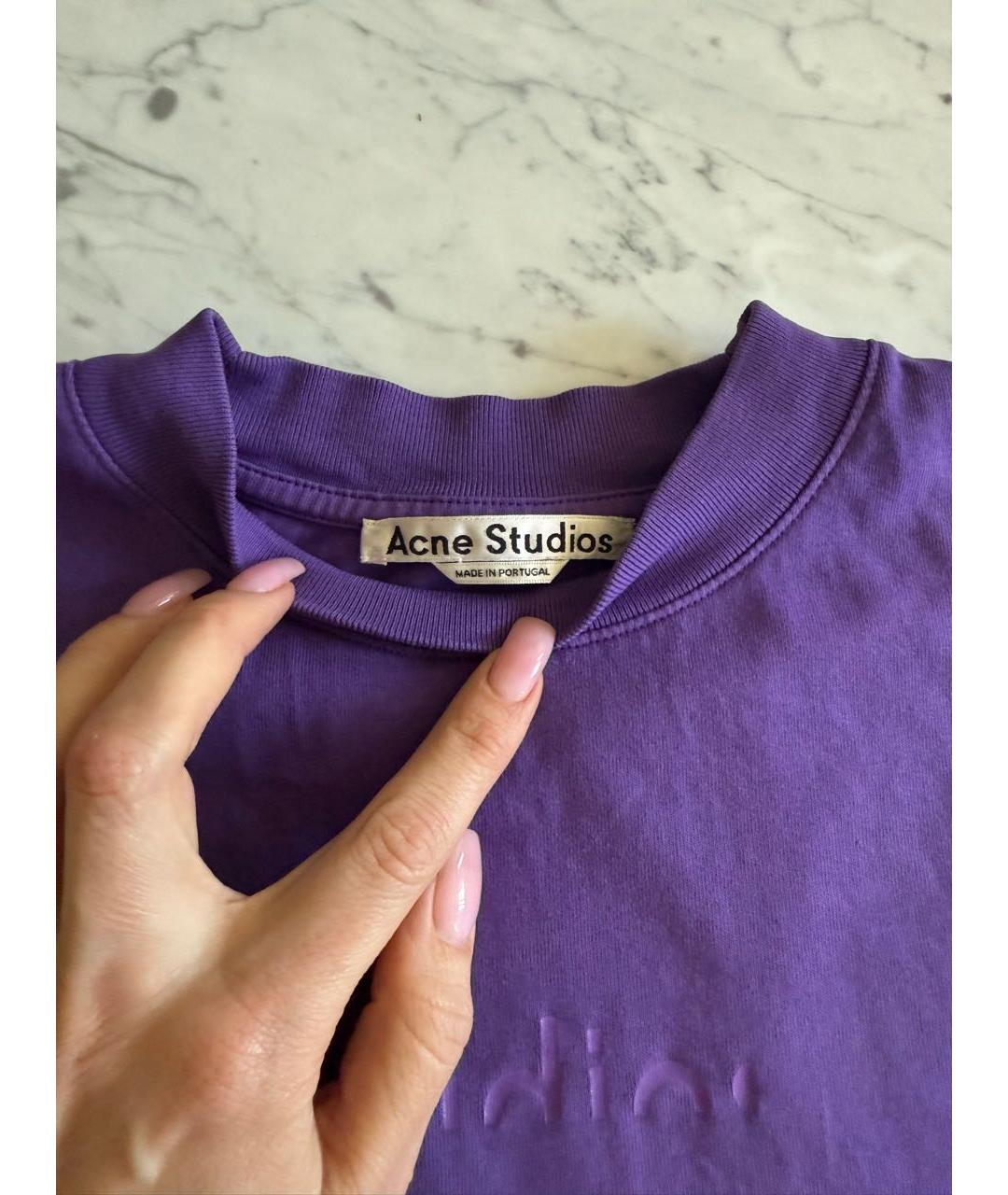 ACNE STUDIOS Фиолетовая хлопковая футболка, фото 3