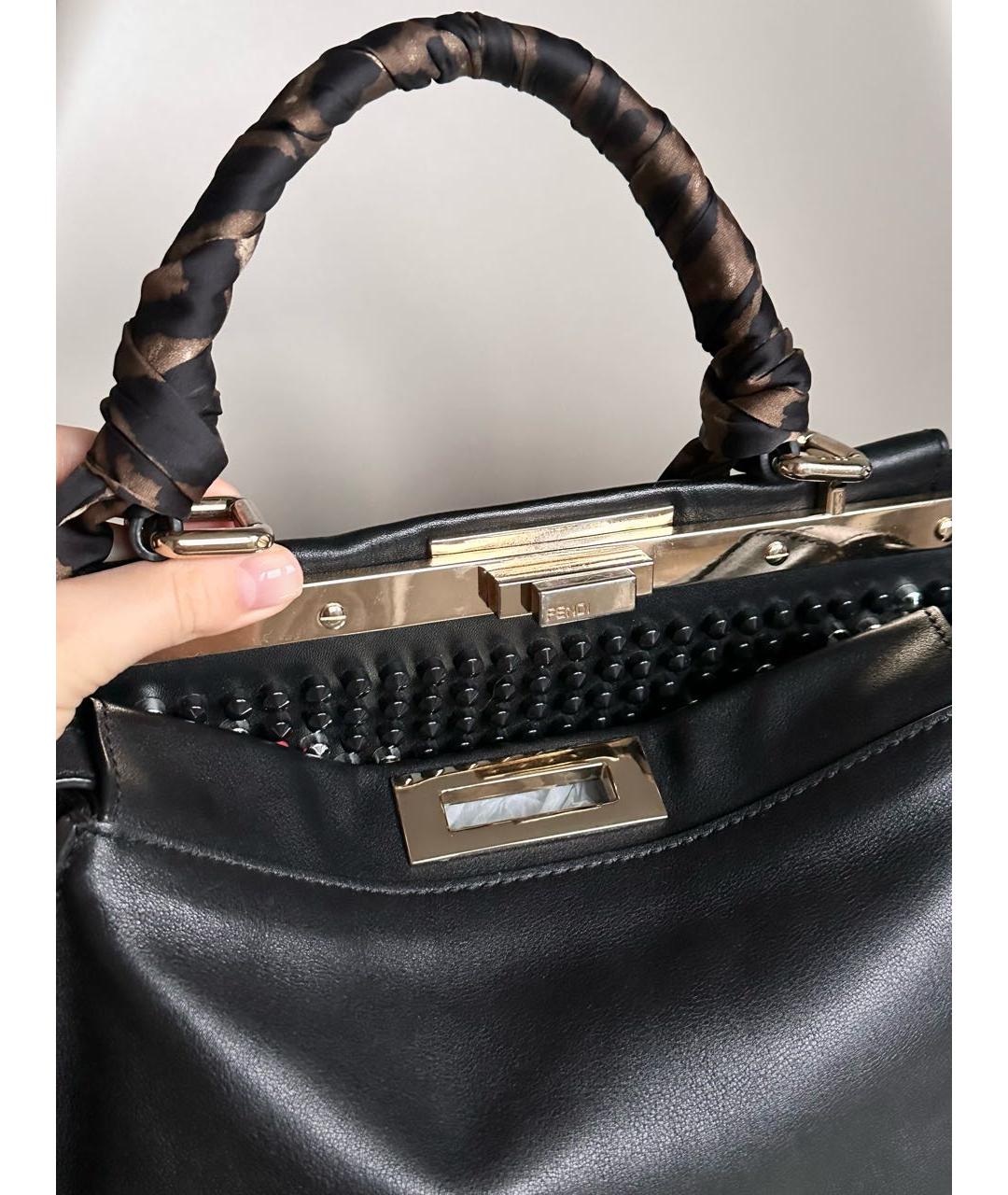 FENDI Черная кожаная сумка через плечо, фото 5