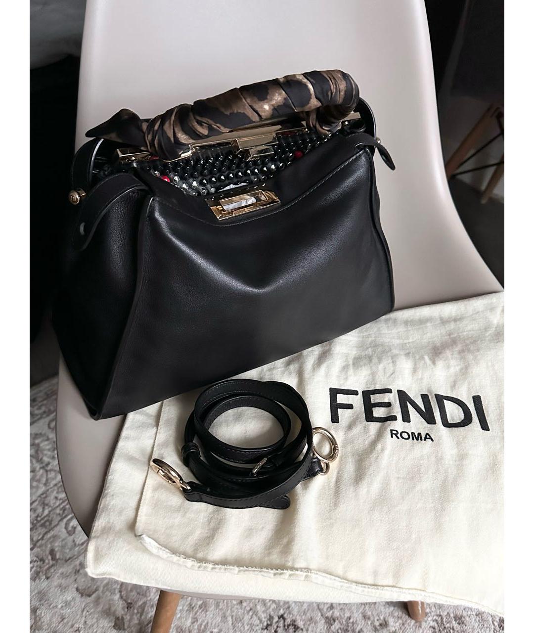 FENDI Черная кожаная сумка через плечо, фото 2