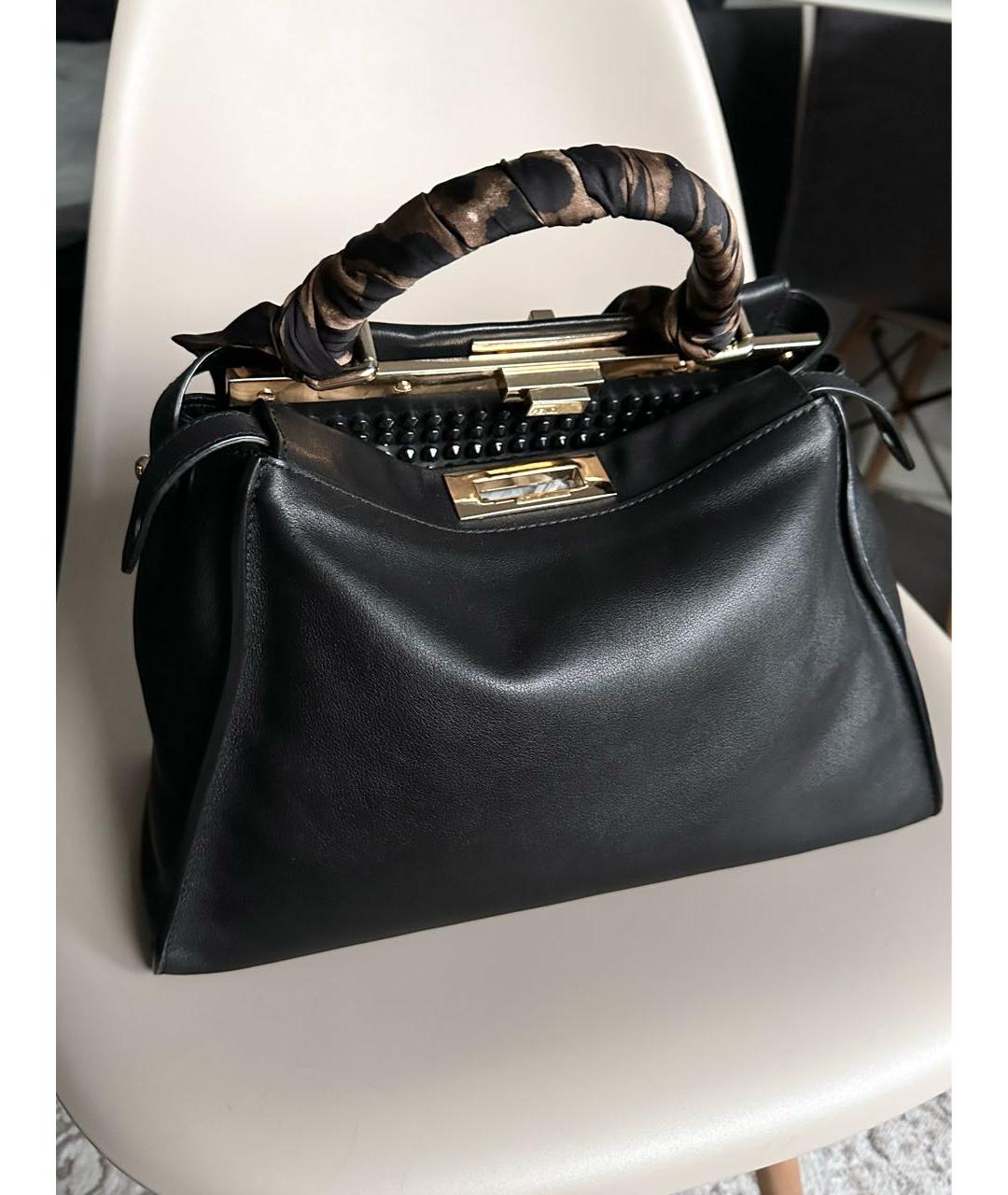 FENDI Черная кожаная сумка через плечо, фото 3