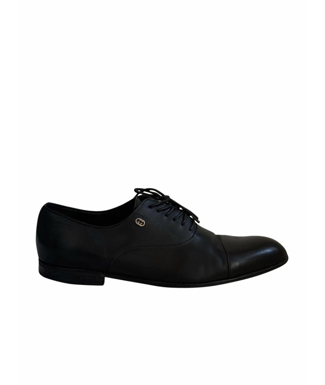 GUCCI Черные кожаные туфли, фото 1