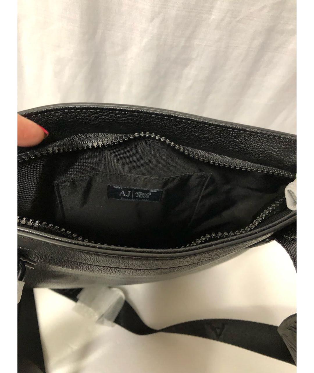 ARMANI JEANS Черная сумка на плечо из искусственной кожи, фото 3