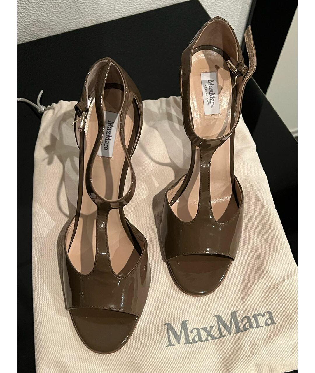 MAX MARA Хаки кожаные босоножки, фото 5