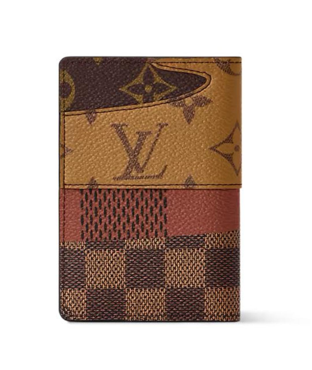 LOUIS VUITTON Коричневый кожаный кошелек, фото 4