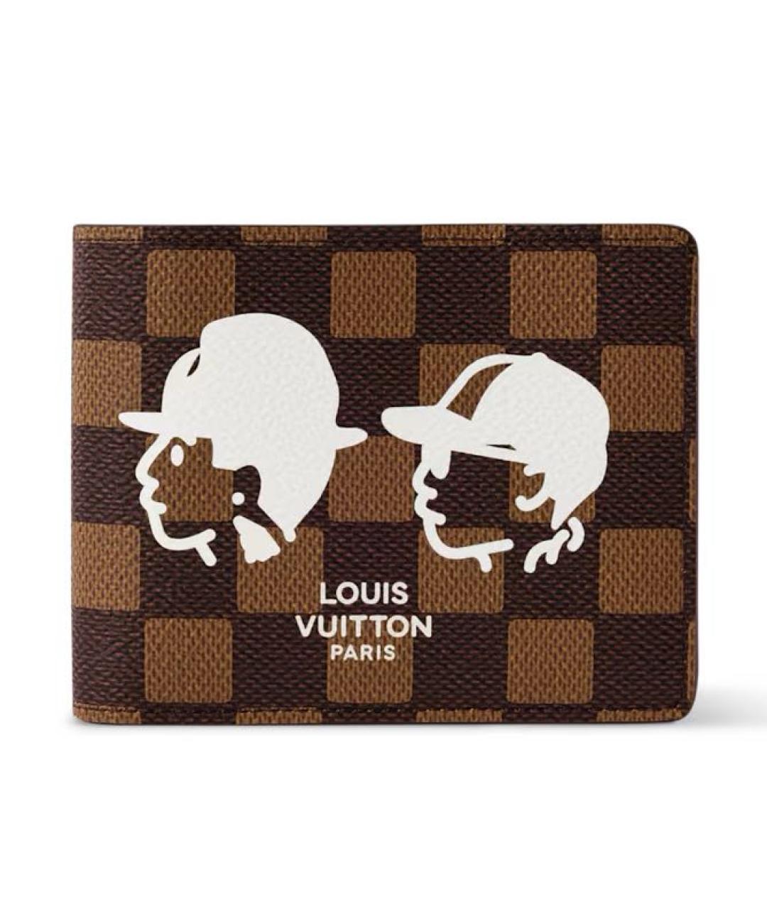 LOUIS VUITTON Коричневый кожаный кошелек, фото 5