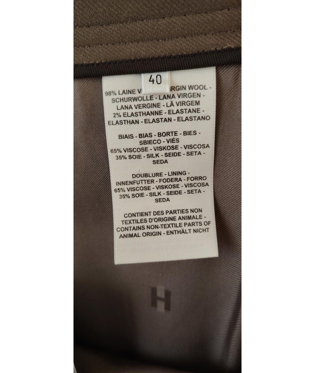 HERMES Хаки шерстяная юбка миди, фото 4
