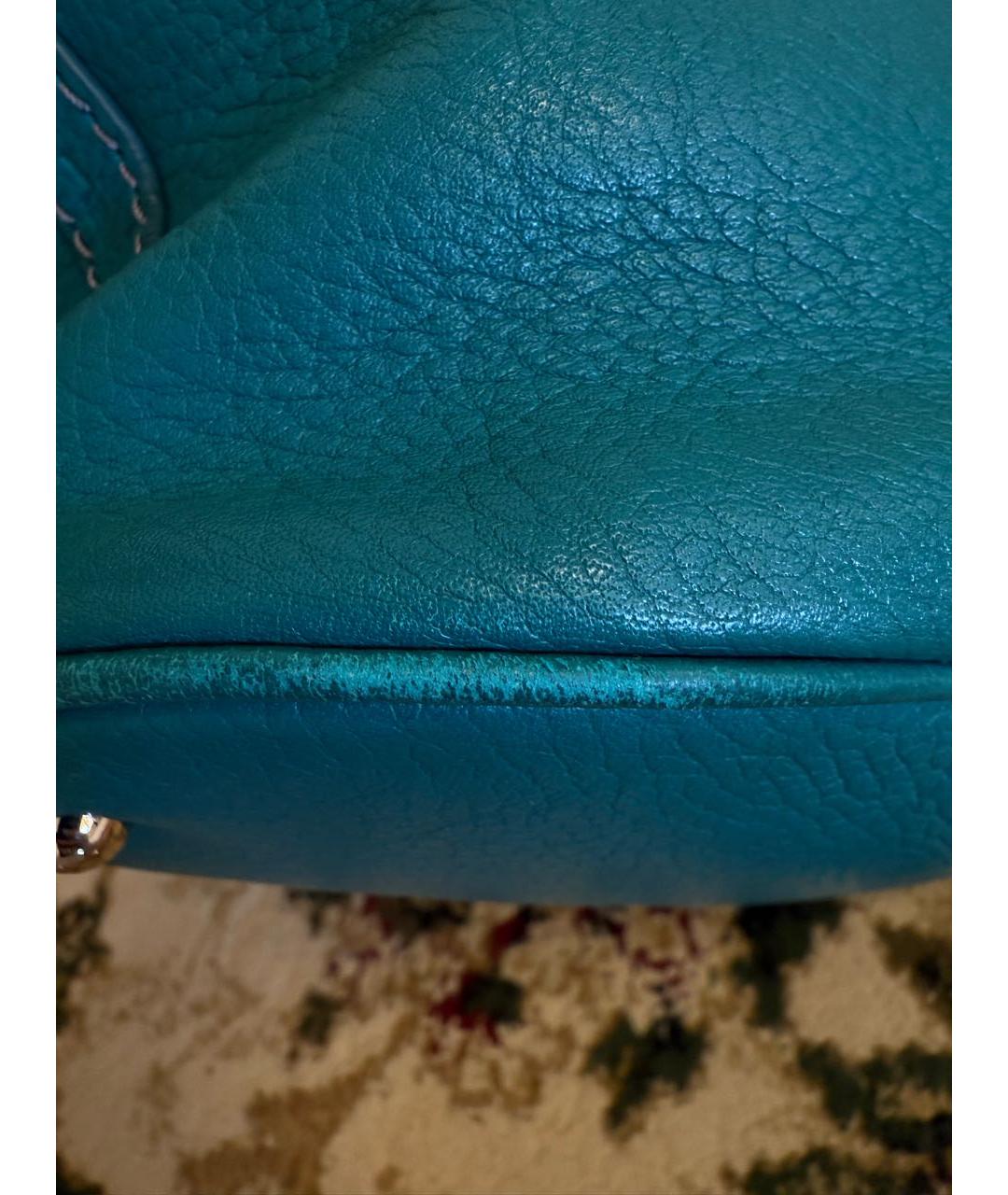 LANCEL Бирюзовая кожаная сумка тоут, фото 8