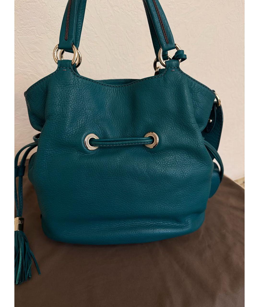 LANCEL Бирюзовая кожаная сумка тоут, фото 3