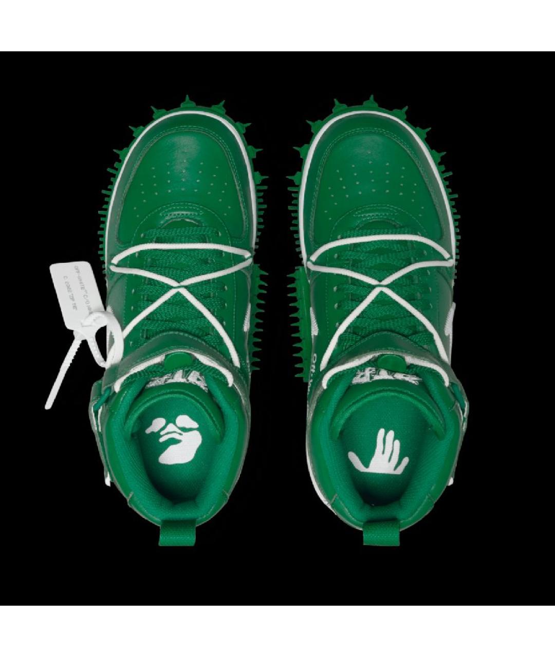 NIKE X OFF-WHITE Зеленые кожаные высокие кроссовки / кеды, фото 3