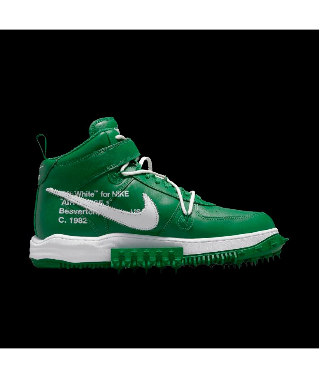 NIKE X OFF-WHITE Зеленые кожаные высокие кроссовки / кеды, фото 9