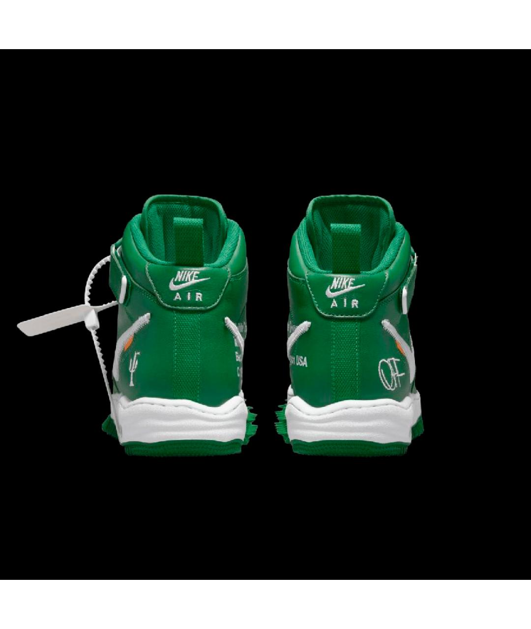 NIKE X OFF-WHITE Зеленые кожаные высокие кроссовки / кеды, фото 4