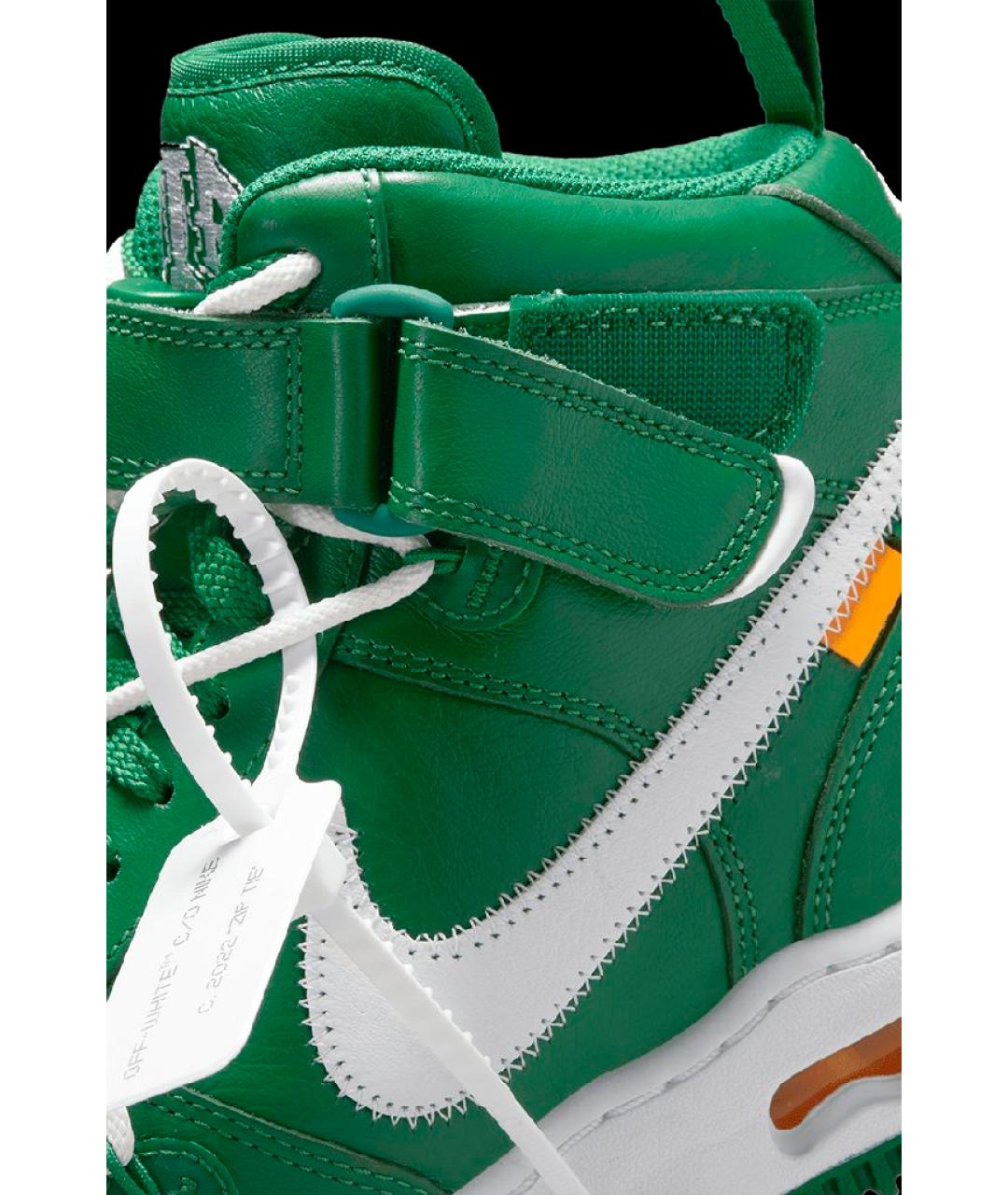 NIKE X OFF-WHITE Зеленые кожаные высокие кроссовки / кеды, фото 6