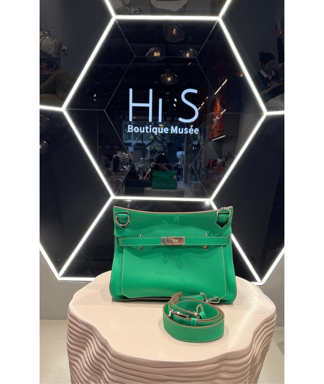 HERMES Зеленая кожаная сумка тоут, фото 3
