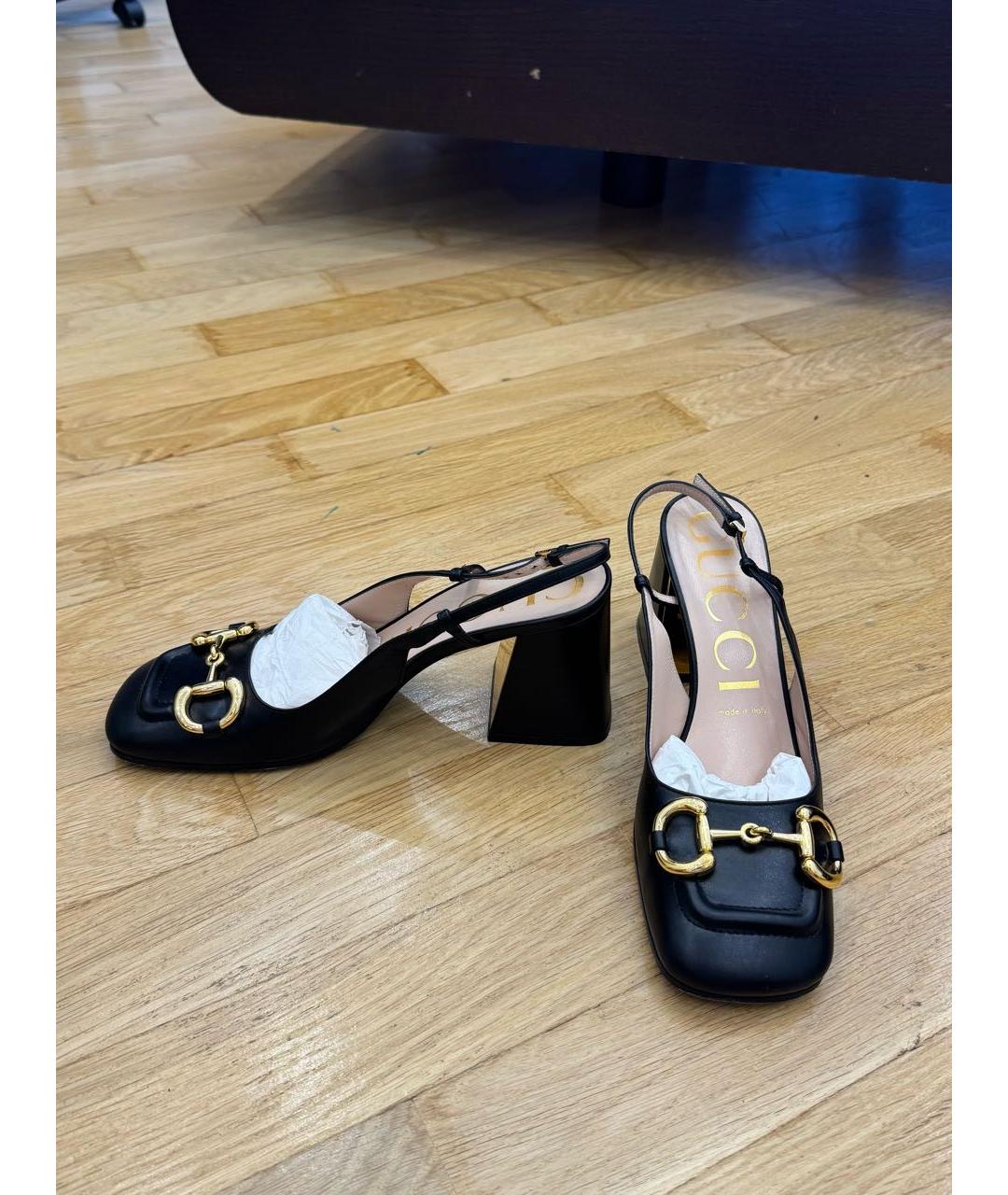 GUCCI Черные кожаные туфли, фото 3