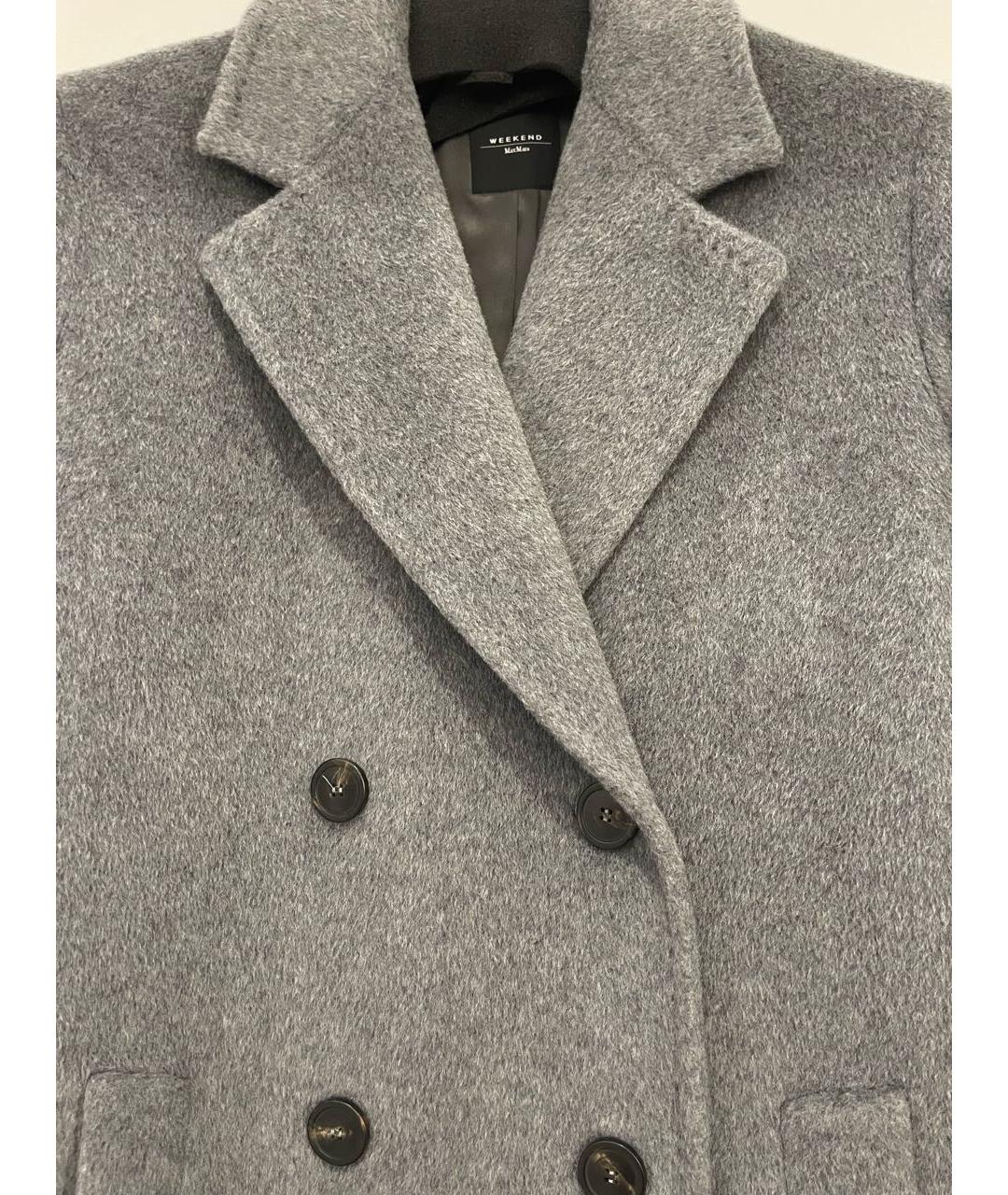 WEEKEND MAX MARA Серое шерстяное пальто, фото 4