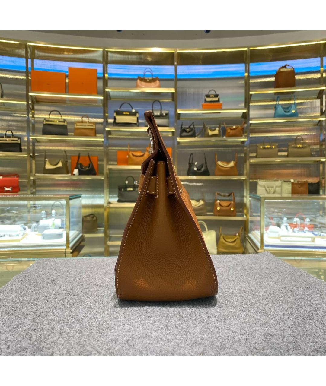 HERMES Коричневая кожаная сумка тоут, фото 3