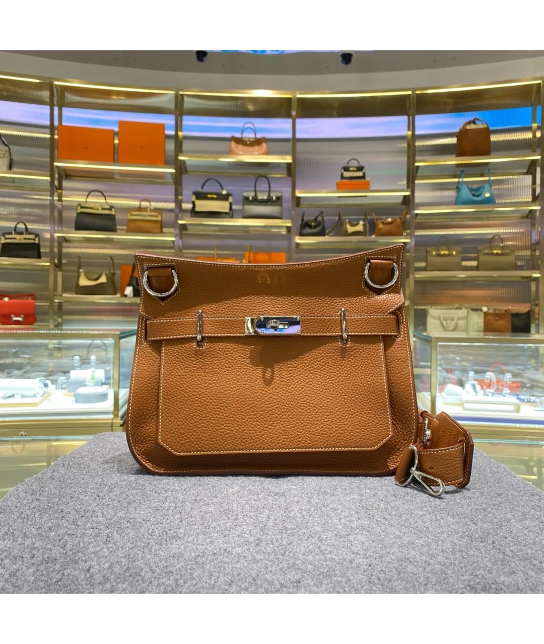 HERMES Коричневая кожаная сумка тоут, фото 8