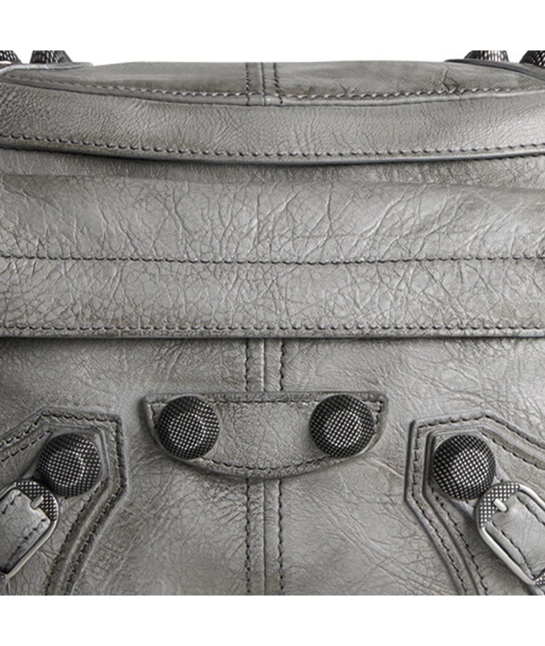 BALENCIAGA Серая кожаная поясная сумка, фото 5