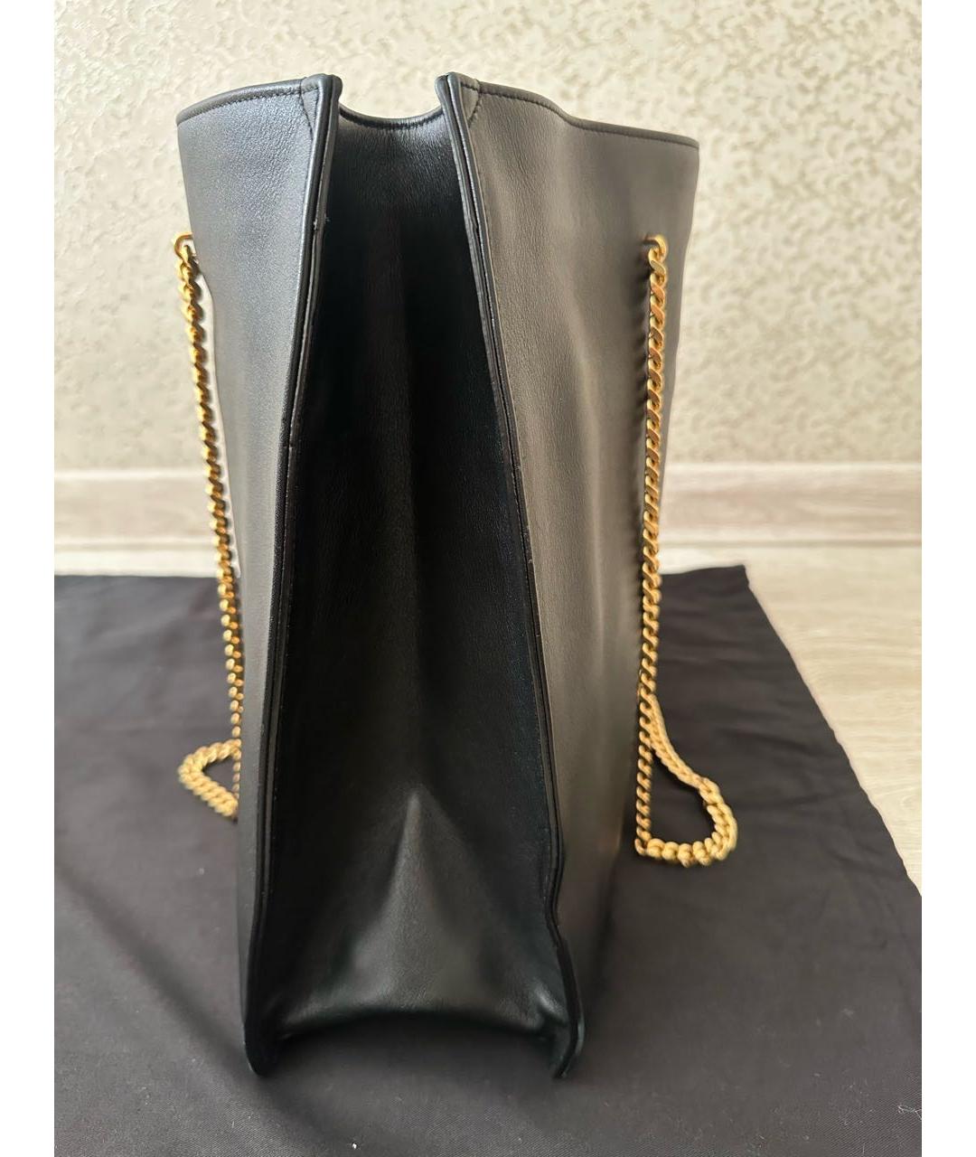 SAINT LAURENT Черная кожаная сумка тоут, фото 2
